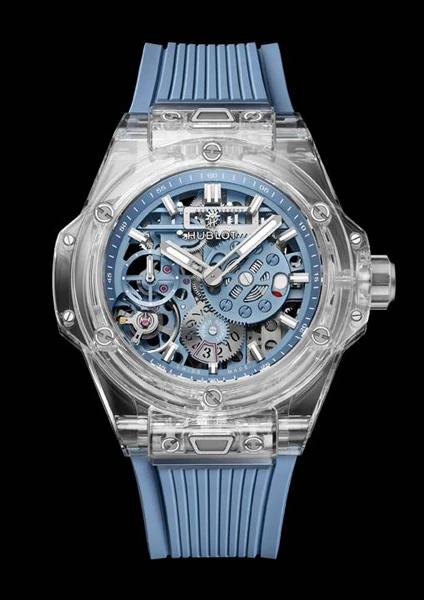 นาฬิกา Hublot Big Bang Sapphire Sky Blue ตัวเรือนแซฟไฟร์สีฟ้าโปร่งใส หน้าปัด Skeleton