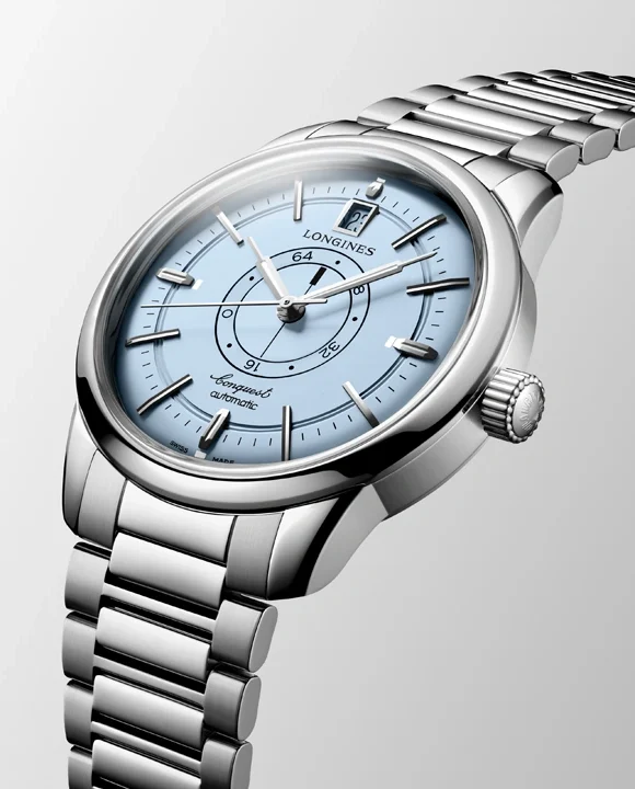 Longines Conquest Heritage Central Power Reserve เพิ่มหน้าปัดสีใหม่พร้อมสายสตีล นาฬิกา Longines Conquest Heritage Central Power Reserve หน้าปัดสีฟ้าอ่อน Opaline