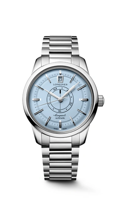 Longines Conquest Heritage Central Power Reserve เพิ่มหน้าปัดสีใหม่พร้อมสายสตีล นาฬิกา Longines Conquest Heritage Central Power Reserve หน้าปัดสีฟ้าอ่อน Opaline