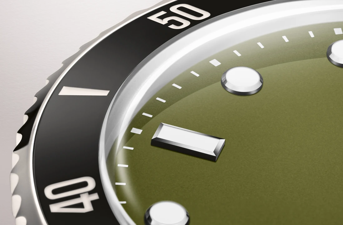 ORIS Divers Date Green Olive Dial แรงบันดาลใจจาก Military Tool นาฬิกา ORIS Divers Date Green Olive Dial ขนาด 39 มิลลิเมตร หน้าปัดสีเขียวทหารพร้อมขอบเซรามิกสีดำ