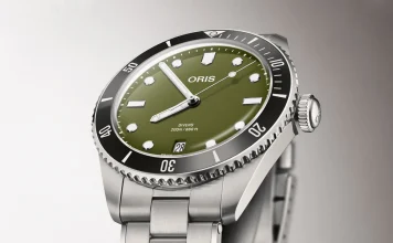 นาฬิกา ORIS Divers Date Green Olive Dial ขนาด 39 มิลลิเมตร หน้าปัดสีเขียวทหารพร้อมขอบเซรามิกสีดำ