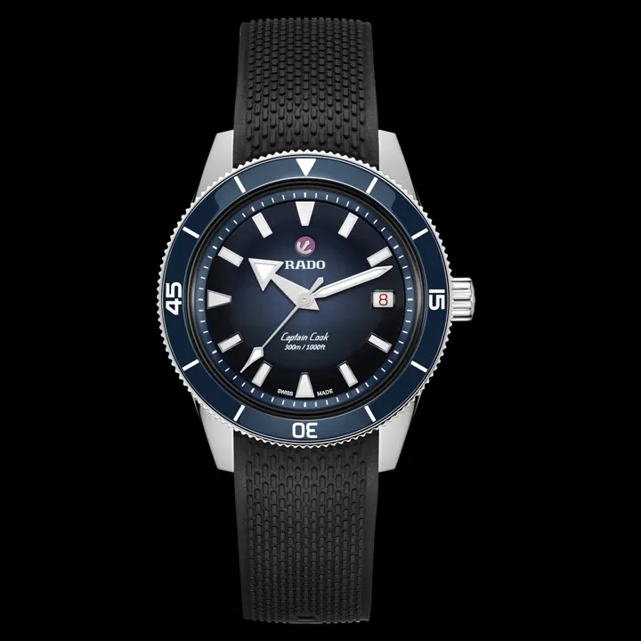 Rado Captain Cook 39mm. เผยโฉมหน้าปัดสีใหม่ นาฬิกา Rado Captain Cook 39mm หน้าปัดสีทอง Grained ขอบเซรามิกสีดำ สายสตีล Ref. R32223258