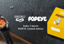 Seiko 5 Sport POPEYE Limited Edition (HDB013J) : ฉลอง 50 ปีนิตยสารดังจากญี่ปุ่น นาฬิกา Seiko 5 Sports POPEYE Limited Edition รหัส HDB013J หน้าปัดสีส้ม สายยางสีดำ