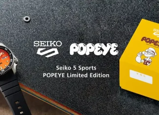 นาฬิกา Seiko 5 Sports POPEYE Limited Edition รหัส HDB013J หน้าปัดสีส้ม สายยางสีดำ