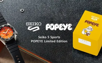 นาฬิกา Seiko 5 Sports POPEYE Limited Edition รหัส HDB013J หน้าปัดสีส้ม สายยางสีดำ