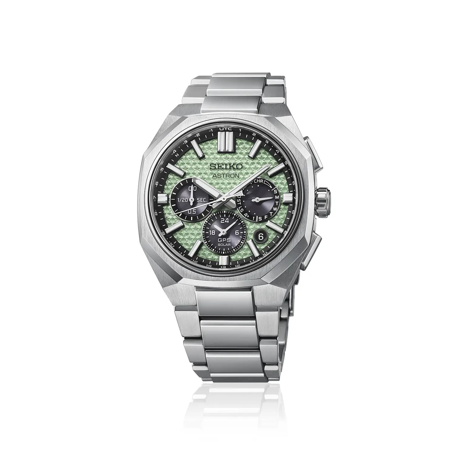 นาฬิกา Seiko Astron GPS Solar HAB005J หน้าปัดสีเขียว Green Quartz Crystal พร้อมสายไทเทเนียม