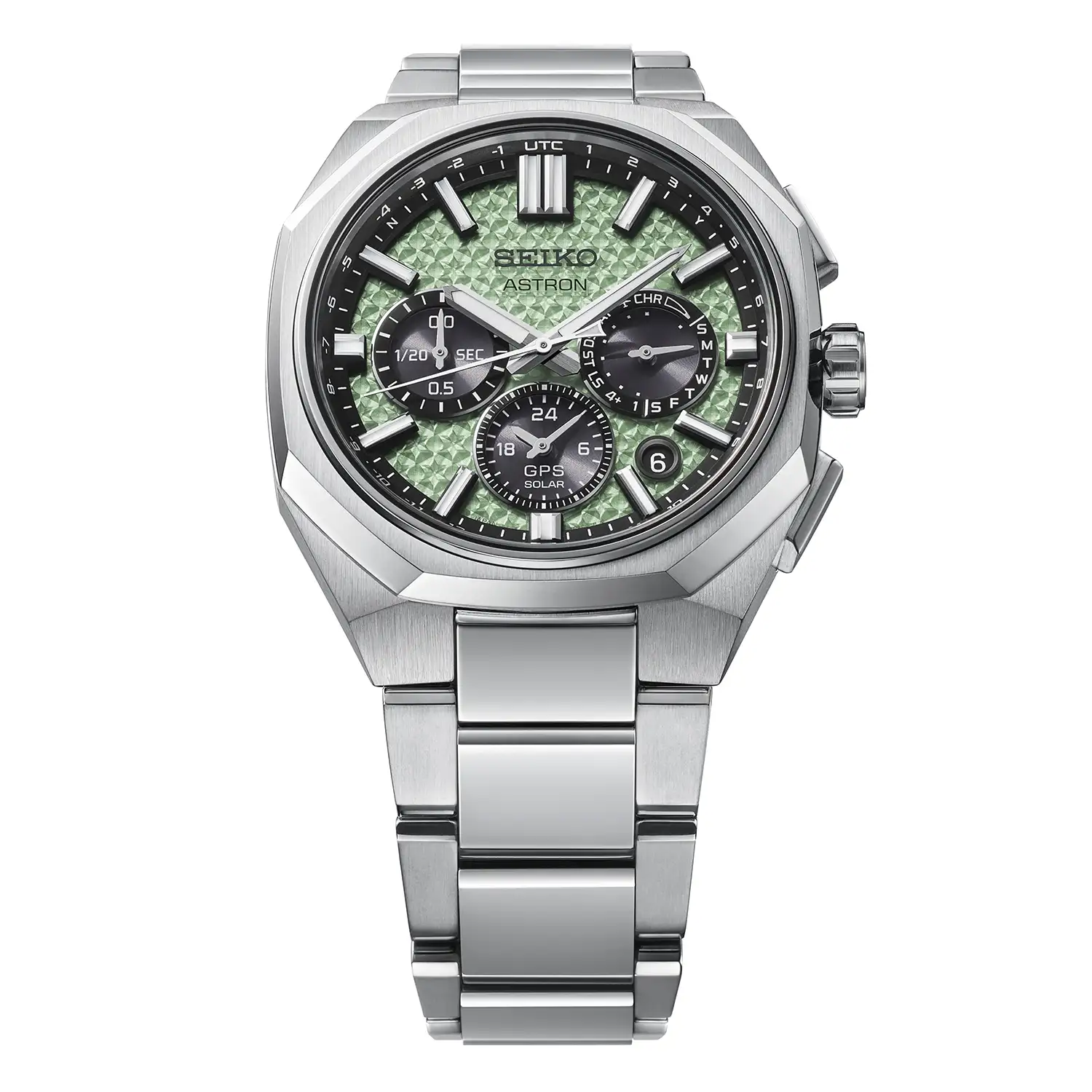 นาฬิกา Seiko Astron GPS Solar HAB005J หน้าปัดสีเขียว Green Quartz Crystal พร้อมสายไทเทเนียม