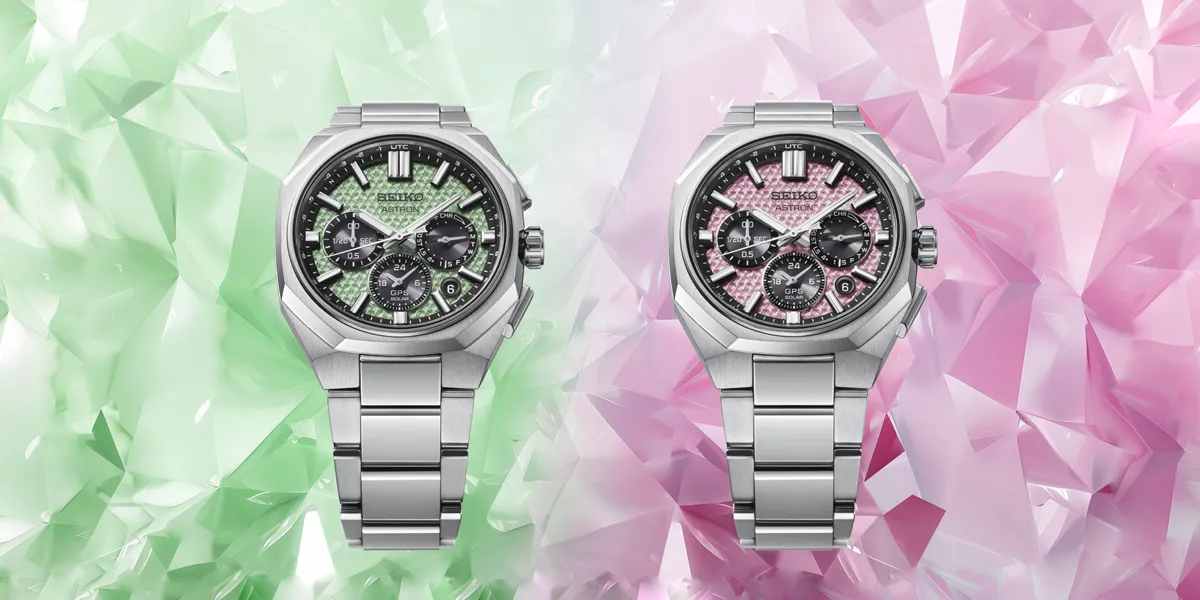 Seiko Astron GPS Solar Dual-Time Chronograph Limited Edition รุ่น HAB005J สีเขียว และ HAB006J สีชมพู