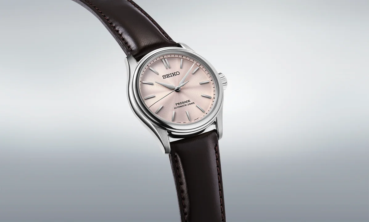 นาฬิกา Seiko Presage Classic Series รุ่น Limited Edition HCC008J ตัวเรือน Pink Gold หน้าปัดผ้าไหม Tomioka
