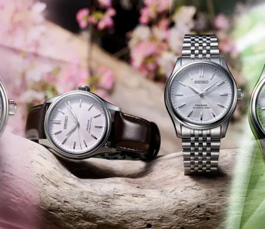นาฬิกา Seiko Presage Classic Series รุ่น Limited Edition HCC008J ตัวเรือน Pink Gold หน้าปัดผ้าไหม Tomioka