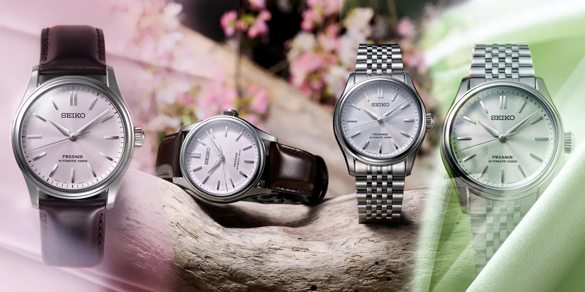 นาฬิกา Seiko Presage Classic Series รุ่น Limited Edition HCC008J ตัวเรือน Pink Gold หน้าปัดผ้าไหม Tomioka