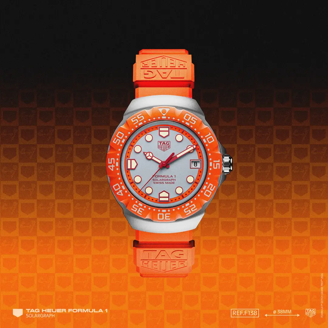 TAG Heuer Formula 1 สดใสรับงานแข่ง Dutch GP 2026 รูปภาพหน้าปกนาฬิกา TAG Heuer Formula 1 สีส้ม รุ่นลิมิเต็ดเอดิชั่น Dutch GP 2026 กลไก Solargraph พลังงานแสงอาทิตย์