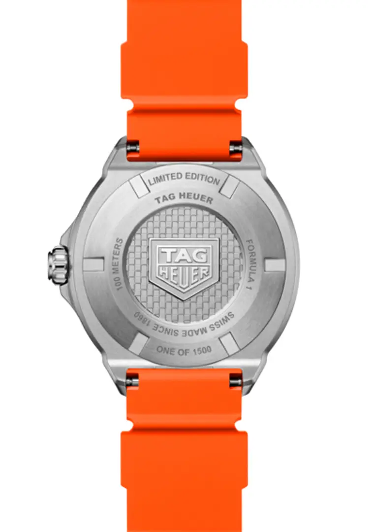 TAG Heuer Formula 1 สดใสรับงานแข่ง Dutch GP 2026 ฝาหลัง รูปภาพหน้าปกนาฬิกา TAG Heuer Formula 1 สีส้ม รุ่นลิมิเต็ดเอดิชั่น Dutch GP 2026 กลไก Solargraph พลังงานแสงอาทิตย์
