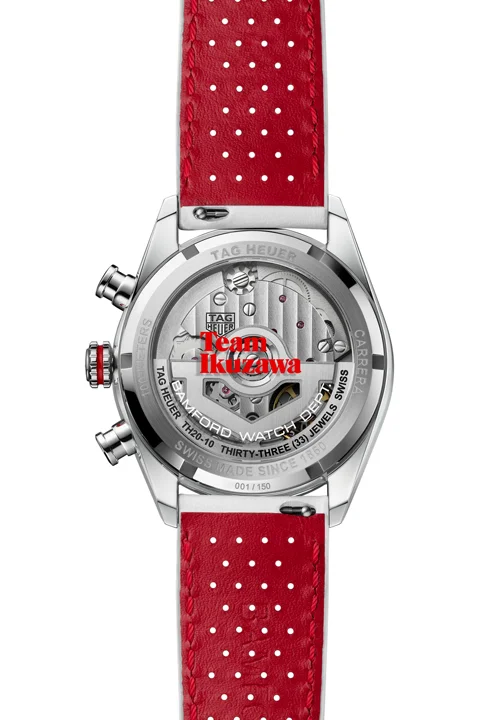 TAG Heuer Carrera Chronograph x Team Ikuzawa ผลผลิตใหม่แห่งความคลาสสิค นาฬิกา TAG Heuer Carrera Chronograph x Team Ikuzawa รุ่นที่ 2 ตัวเรือน 39 มม. หน้าปัดสีขาวตกแต่งรายละเอียดสีแดง