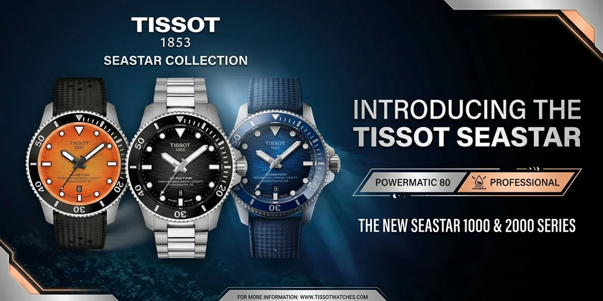 Tissot Seastar 2000 Professional ปรับไซส์ 44 มม.พร้อมหน้าปัดสีใหม่ นาฬิกาดำน้ำ Tissot Seastar 2000 Professional ตัวเรือน 44 มิลลิเมตร หน้าปัดสีน้ำเงิน สีส้ม และ Stormy Grey