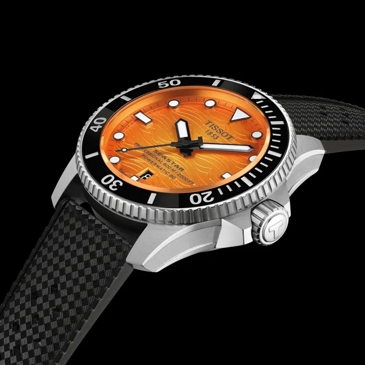 Tissot Seastar 2000 Professional ปรับไซส์ 44 มม.พร้อมหน้าปัดสีใหม่ นาฬิกาดำน้ำ Tissot Seastar 2000 Professional ตัวเรือน 44 มิลลิเมตร หน้าปัดสีน้ำเงิน สีส้ม และ Stormy Grey