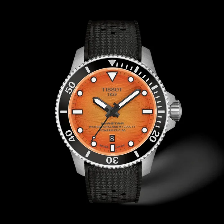 Tissot Seastar 2000 Professional ปรับไซส์ 44 มม.พร้อมหน้าปัดสีใหม่ นาฬิกาดำน้ำ Tissot Seastar 2000 Professional ตัวเรือน 44 มิลลิเมตร หน้าปัดสีน้ำเงิน สีส้ม และ Stormy Grey