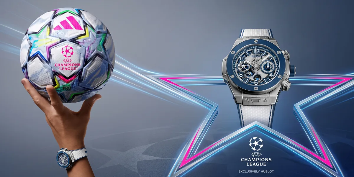 Hublot Big Bang Reloaded UEFA Champions League Titanium Ceramic พร้อมลุยซีซั่นใหม่ 2026 นาฬิกา Hublot Big Bang Reloaded UEFA Champions League Titanium Ceramic ตัวเรือนไทเทเนียม 44 มม. คู่กับลูกฟุตบอลยูฟ่าแชมเปียนส์ลีก