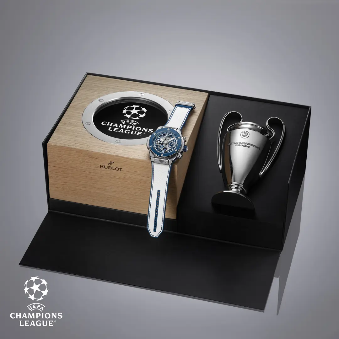 Hublot Big Bang Reloaded UEFA Champions League Titanium Ceramic พร้อมลุยซีซั่นใหม่ 2026 นาฬิกา Hublot Big Bang Reloaded UEFA Champions League Titanium Ceramic ตัวเรือนไทเทเนียม 44 มม. คู่กับลูกฟุตบอลยูฟ่าแชมเปียนส์ลีก