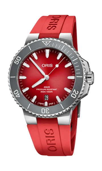 นาฬิกา ORIS x Central Limited Edition II หน้าปัดและสายสีแดง ตัวเรือน Aquis Date 41.5 มม.