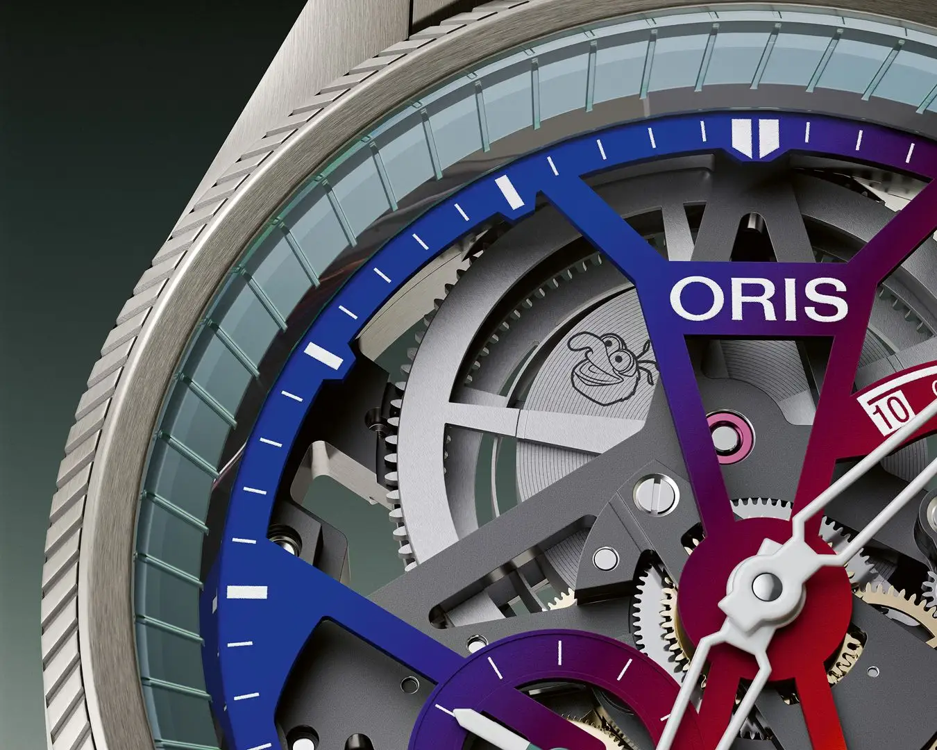 ORIS ProPilot x Gonzo Edition อีกความสนุกจาก Disney’s The Muppets กระปุกลานสเกเลตันที่ตำแหน่ง 12 นาฬิกา เผยใบหน้า Gonzo บนเมนสปริงของ ORIS ProPilot x Gonzo Edition