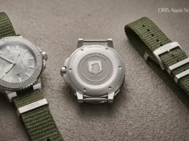 นาฬิกา ORIS Social Club Edition II ตัวเรือน 43.5 มม. หน้าปัดสีเงินขัดลาย Frosted พร้อมสาย NATO สีเขียว Olive