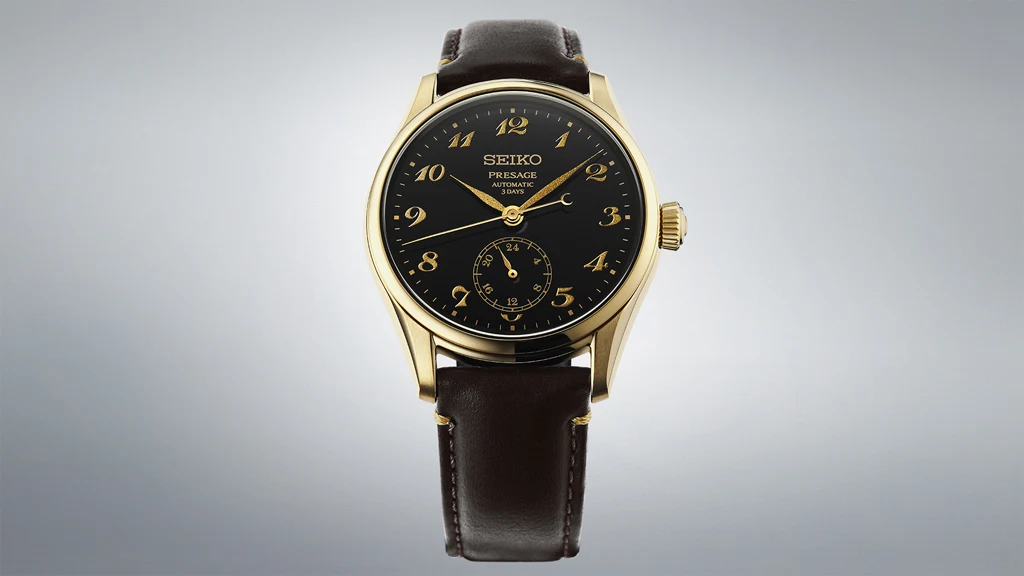 Seiko Presage HCC006J หน้าปัด Urushi Lacquer สีดำ รายละเอียดสีทอง