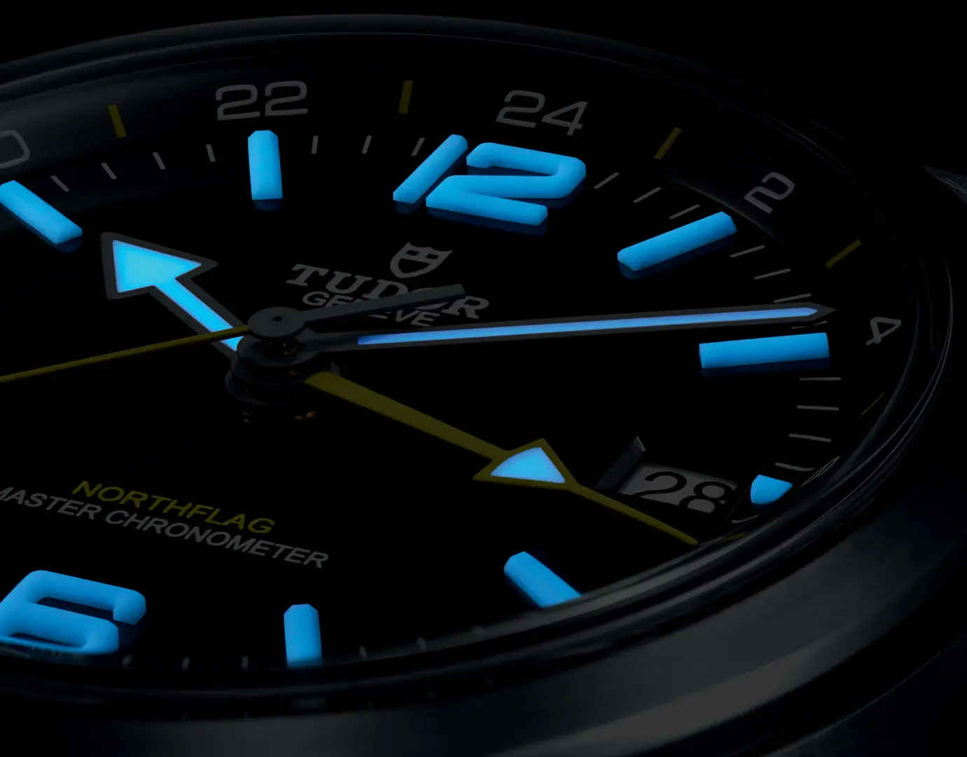 หน้าปัด Tudor Northflag 2026 เรืองแสงในที่มืด หลักชั่วโมงเซรามิกเรืองแสงและสเกล 24 ชั่วโมง หน้าปัด Tudor Northflag 2026 เรืองแสงในที่มืด หลักชั่วโมงเซรามิกเรืองแสงและสเกล 24 ชั่วโมง