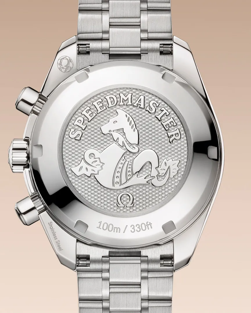 ฝาหลังเหรียญม้ามังกรทะเลของ OMEGA Speedmaster 38mm Ref. 324.30.38.50.02.003