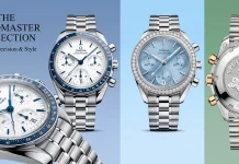 OMEGA Speedmaster 38mm ใหม่ 7 สีหน้าปัด พร้อมราคาไทยครบทุกรุ่น ภาพรวมคอลเลกชัน OMEGA Speedmaster 38mm หน้าปัดขาวขอบน้ำเงิน หน้าปัดไอซ์บลูขอบเพชร และฝาหลังเหรียญม้ามังกรทะเลสลักลายรังผึ้ง