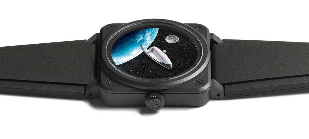 Bell & Ross BR-03 Space Mission ตัวเรือนเซรามิก 41 มม. สายยางสีดำ