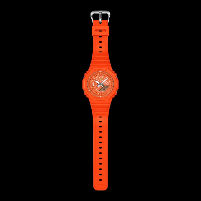 G-Shock Sushi GA-2100SSH-4AJR หน้าปัดลายแซลมอน โลโก้สีวาซาบิ