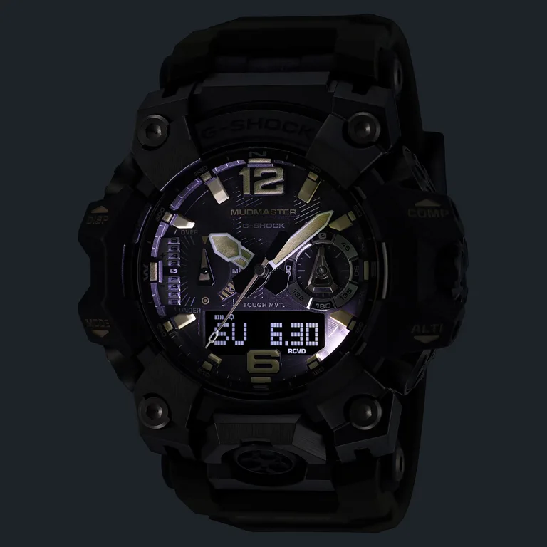 G-SHOCK Mudmaster GWG-B1000-1A3JF เปิดไฟ LED ส่องหน้าปัดในที่มืด