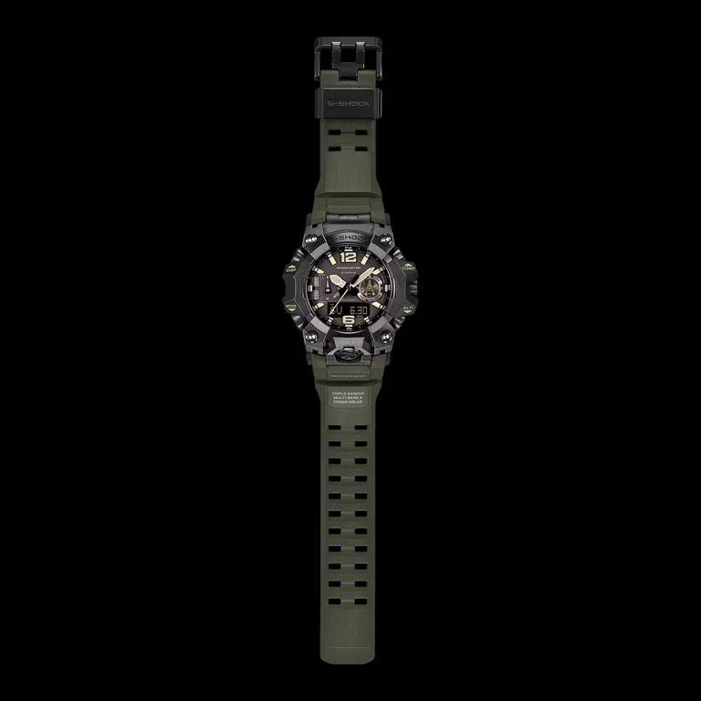 G-SHOCK Mudmaster GWG-B1000-1A3JF สายยางสีเขียวด้าน มุมมองเต็มเรือน