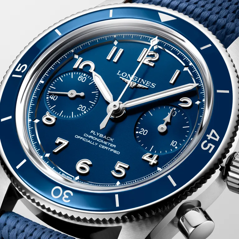 Longines Spirit Pilot Matt Blue เพิ่มความสดด้วยสีสันหน้าปัดใหม่ หน้าปัด Matt Blue ของ Longines Spirit Pilot Flyback Chronograph ระดับ Chronometer