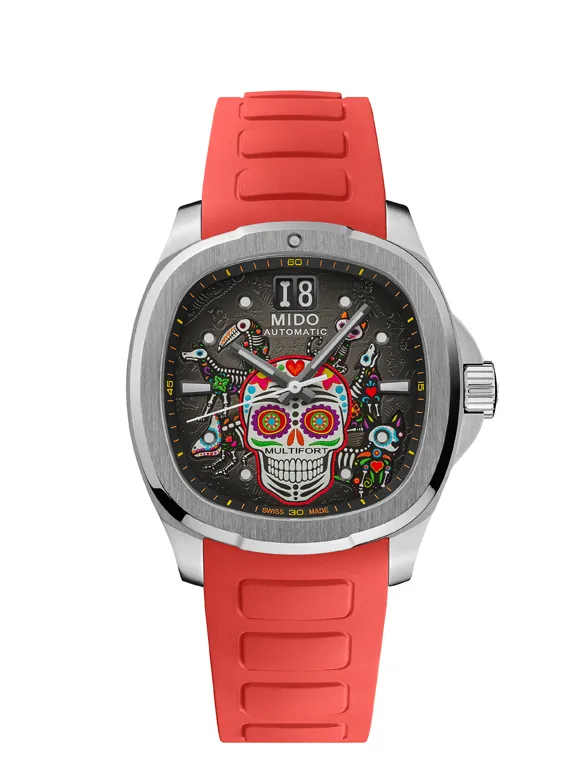 Mido Multifort TV Big Date สายยางสีแดง Mido Multifort TV Big Date Día de los Muertos กับสายยางสีแดง