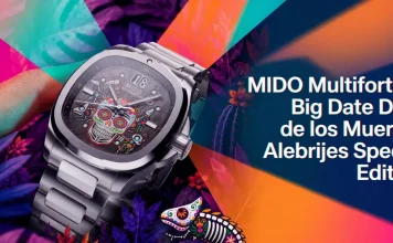นาฬิกา Mido Multifort TV Big Date ลวดลายหัวกะโหลกและ Alebrijes เทศกาล Day of the Dead