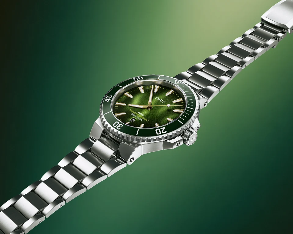 ORIS Kelp Forest Limited ร่วมเป็นส่วนหนึ่งของการอนุรักษ์สาหร่ายเคลป์ ORIS Kelp Forest Limited Edition ขอบหมุนทิศทางเดียว กันน้ำ 300 เมตร