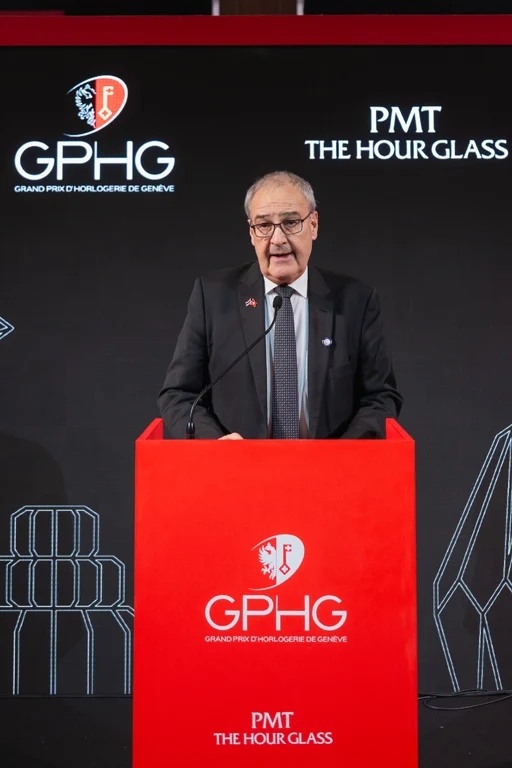 PMT The Hourglass เปิดนิทรรศการ GPHG Nomination Tour 2026 การกล่าวบนเวทีพิธีเปิด GPHG Nomination Tour 2026