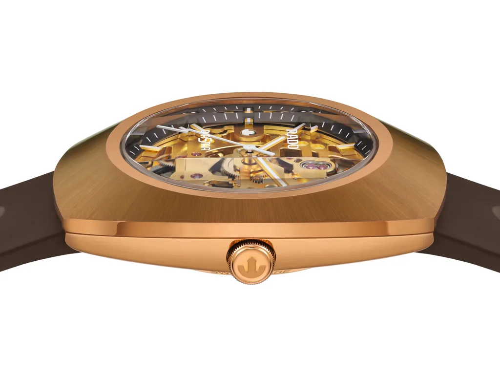 Rado DiaStar Original Skeleton สีสันใหม่แห่งฤดูใบไม้ร่วง Rado R12159309 หน้าปัดวงแหวนสีน้ำตาล สายยางสีน้ำตาล